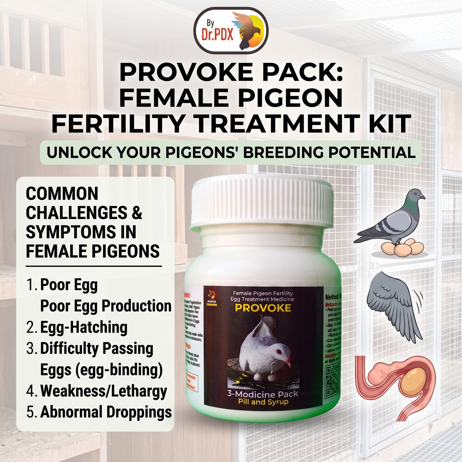 Femail Pigeons Fertility - Provoke Tab 2 Pigeon Breeding Proveke Pack Eng