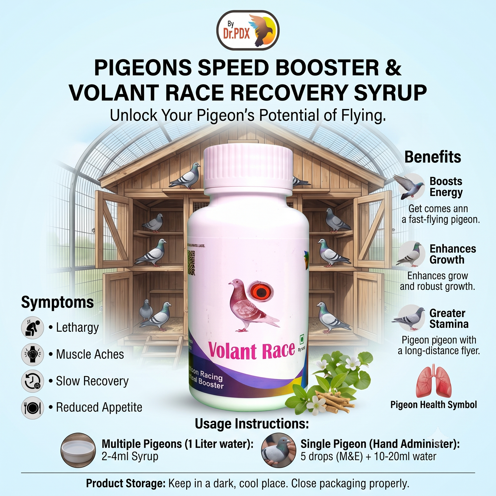Pigeons Speed Booster Volant Race Syrup 2 Pigeon Flying Volant Race Syrup Eng