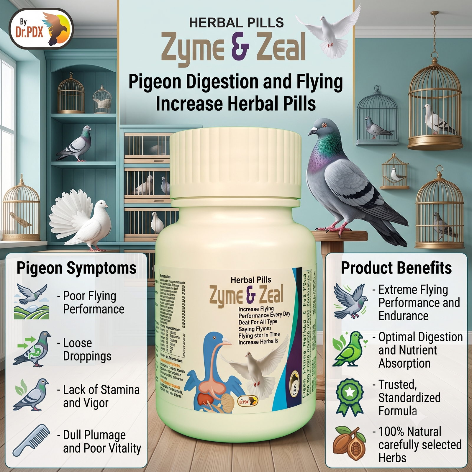 Pigeon Flying Zyme Zeal Pills AI 1024X1024 Eng